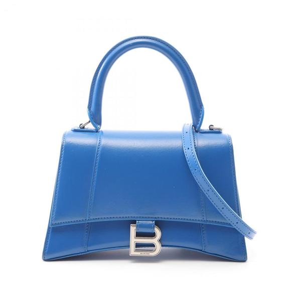 Balenciaga Hourglass Small Handbag, Leather, Women's, Blue, 593546 - Picture 1 of 9